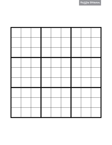 Blank Sudoku Grid for Download and Printing - Puzzle Stream