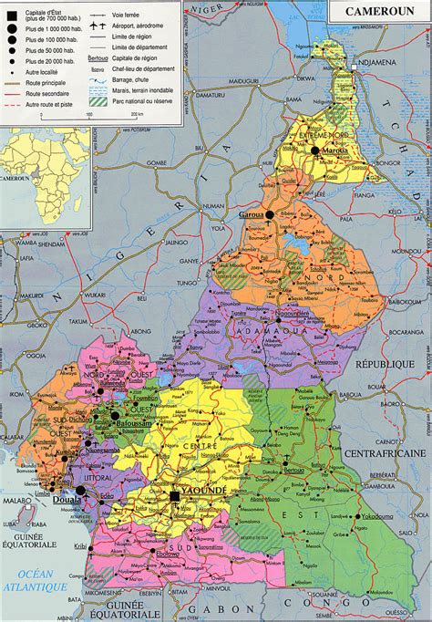 Cameroun detailed administrative and political map. Detailed ...