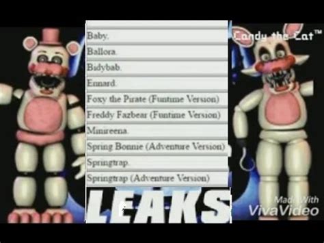 New Characters Names Leaked - FNAF: Sister Location (Baby, Funtime ...