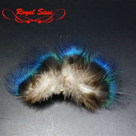 20pcs/pack natural Blue Peacock Neck Feathers fly tying feathers tippet ...