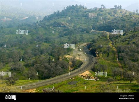 The Tehachapi Train Loop near Tehachapi California historic location Southern Pacific Railroad ...