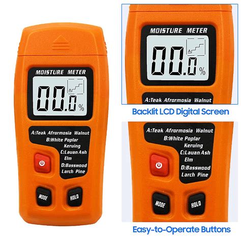 Digital wood moisture meter pin type lcd backlit portable wood moisture tester 4 modes ...