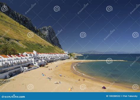 Beaches of Gibraltar Sandy Bay Stock Photo - Image of strait, britain ...