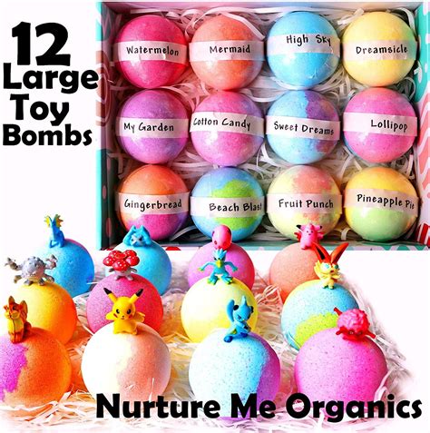 Kids Bath Bombs Gift Set. 12 Large 4.2 oz Organic Bath Bombs with ...