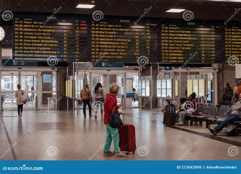 Departure Board and Timetable Inside Gare Du Midi Railway Stations in ...