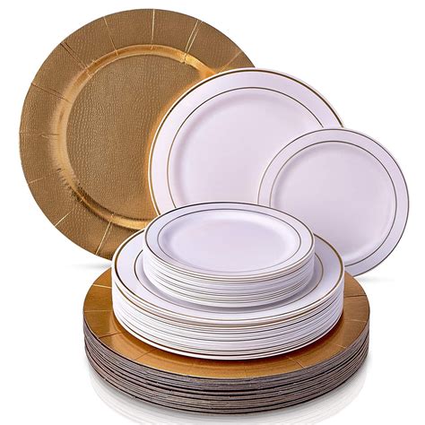 Wedding Disposable Dinnerware Set | 20 Chargers, 20 Dinner Plates and ...