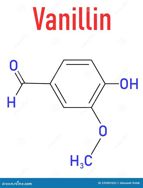 Vanillin Vanilla Extract Molecule. Skeletal Formula Stock Vector - Illustration of oxygen, icon ...