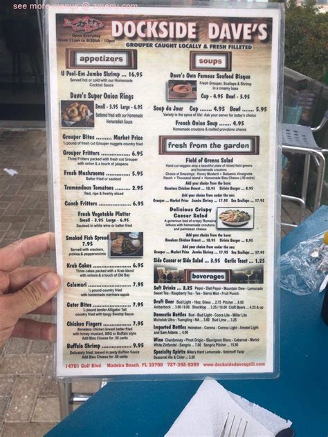 Online Menu of Dockside Dave's Restaurant, Madeira Beach, Florida, 33708 - Zmenu