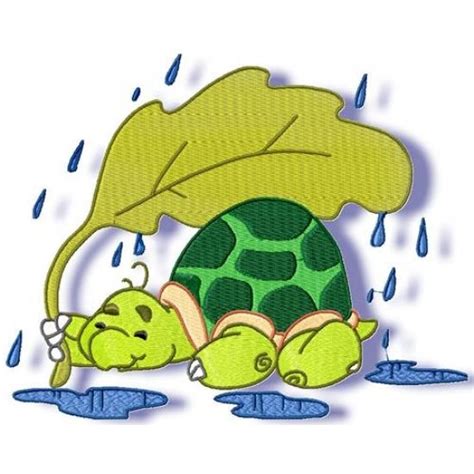 Turtle in the rain | Animal embroidery designs, Cute turtles, Animal ...