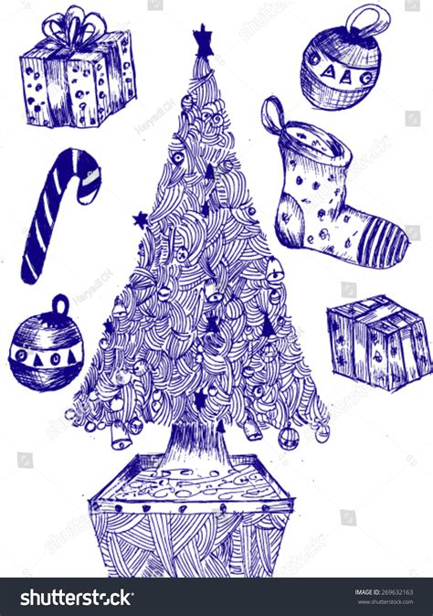 Christmas Ornaments, Sketch Stock Vector Illustration 269632163 ...