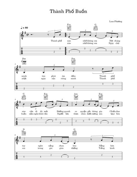 Thành Phố Buồn – Nguyễn Tiến Thịnh TC3 48.Thành Phố Buồn Sheet music for Guitar (Solo ...