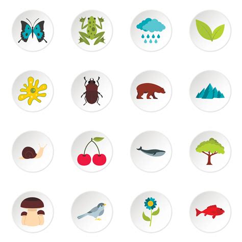 Nature items set flat icons 8351381 Vector Art at Vecteezy