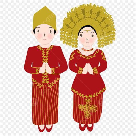 Minang Wedding PNG Picture, Cute Minang Wedding Couple Illustration, Happiness Couple, Wedding ...