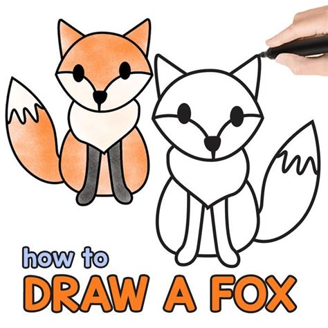 How to Draw a Fox - Step by Step Fox Drawing Tutorial | Fox drawing ...