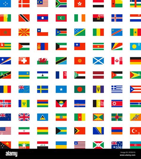 Country flags. World wide independence map name of different flags banners vector symbols Stock ...