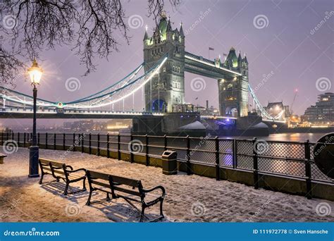 View To the Tower Bridge of London on a Cold Winter Night Stock Photo - Image of attraction ...