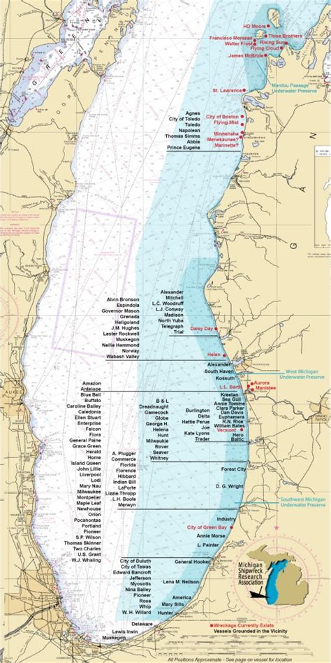 Shipwrecks Lake Michigan Map - Amalee Marieann