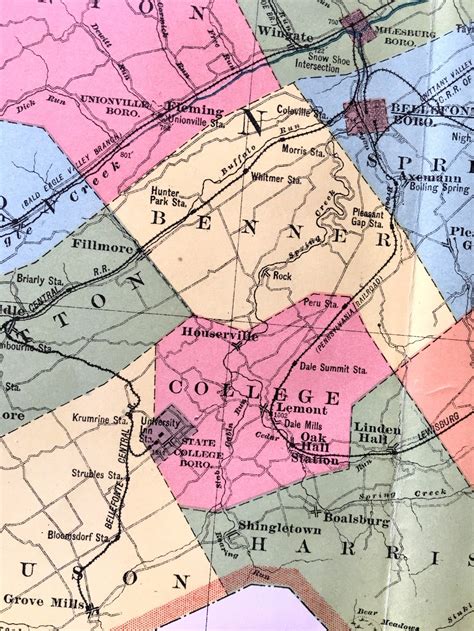 Original 1900 Atlas Map of Centre County Pennsylvania From the State of Pennsylvania Census ...