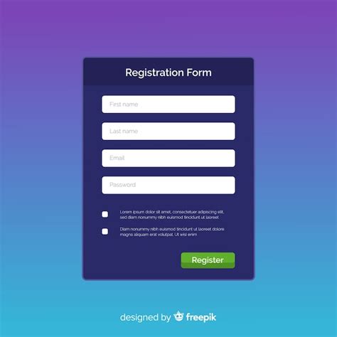 Registration form template with flat design | Free Vector