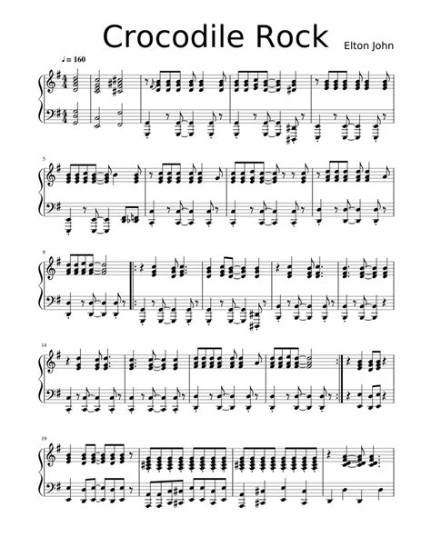 Crocodile Rock Sheet music for Piano (Solo) | Musescore.com