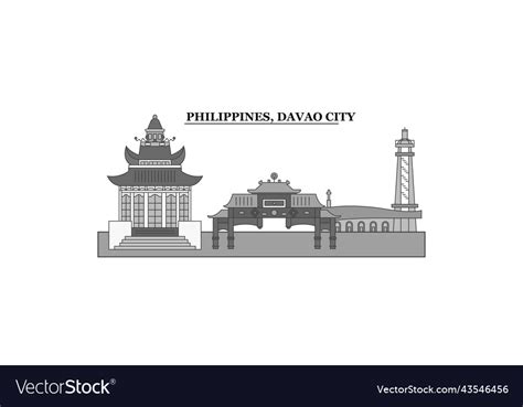 Philippines davao city city skyline isolated Vector Image