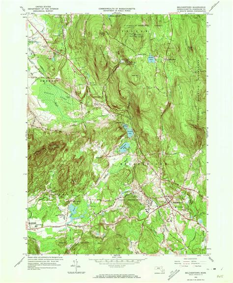 Belchertown, Massachusetts 1964 (1973) USGS Old Topo Map Reprint 7x7 MA Quad 350002 - OLD MAPS