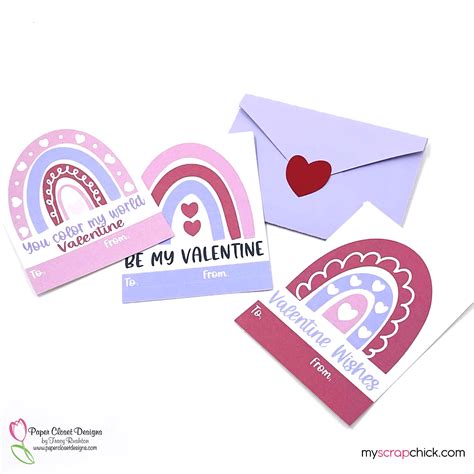 Valentine Rainbow Printable Cards and Envelope - My Scrap Chick