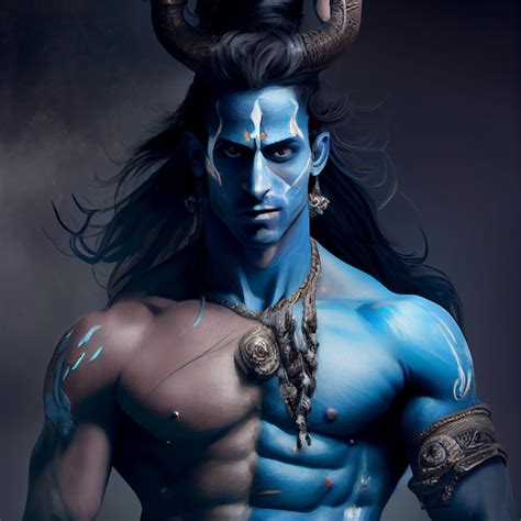 Premium Photo | Shiva portrait hindu god hinduism deity with blue skin