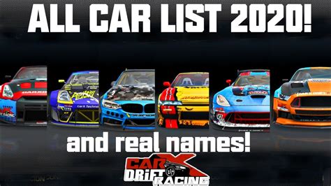 All car list CarX Drift Racing and real names 2020| by street :D - YouTube