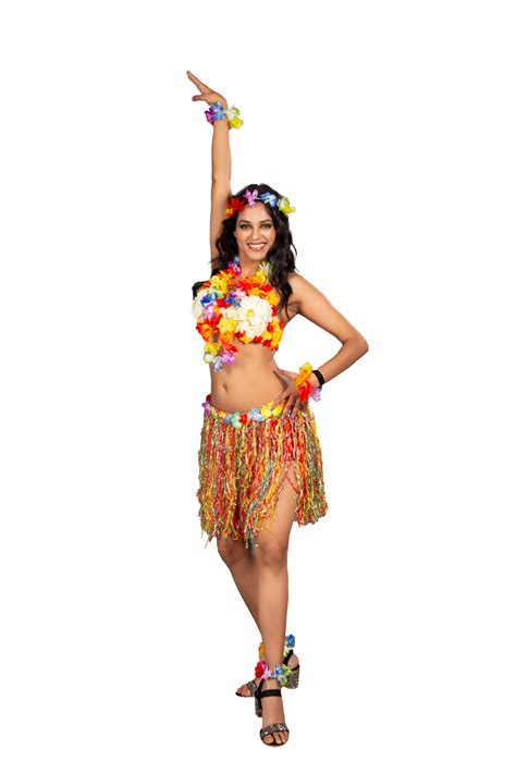 Multi Color Hawaiian Hula Dance Costume - Zai Fashion