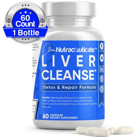 Clean Nutraceuticals Liver Cleanse Support and Detox Supplement, Max Strength Liver Cleanse ...
