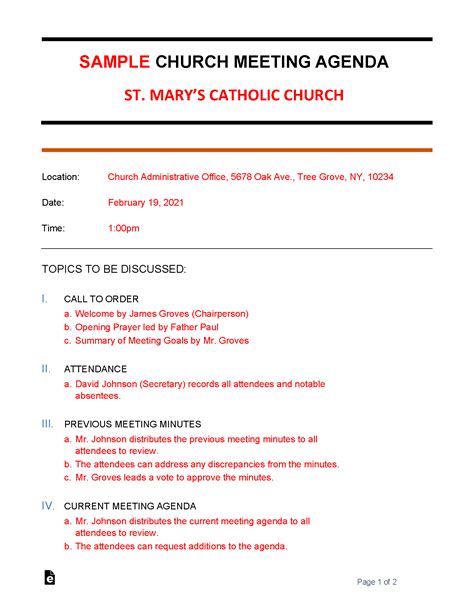 Church Business Meeting Minutes Template