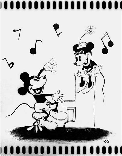 Mickey Minnie Mouse Piano Artwork - RGIllustration - Paintings & Prints, Childrens Art, Disney ...