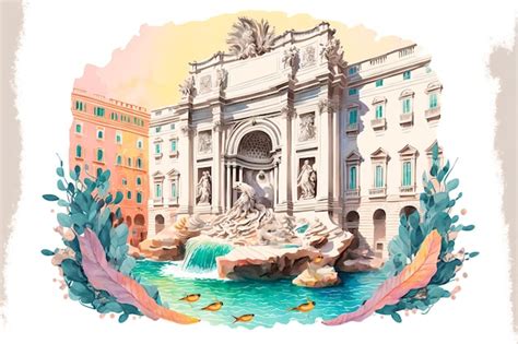 Premium AI Image | This illustration depicts the iconic Fontana di ...