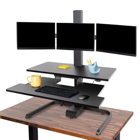 Stand Steady Techtonic | Electric 3 Arm Monitor Mount Standing Desk | Stand Up Desk Converter ...