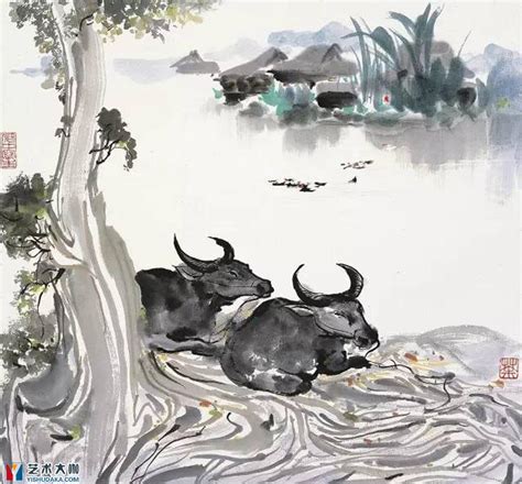 Chinese water buffalo in Jiangnan classic chinese painting appreciation ...