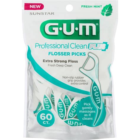 Gum Professional Clean Plus Flosser Picks, Extra Strong Floss, Fresh ...