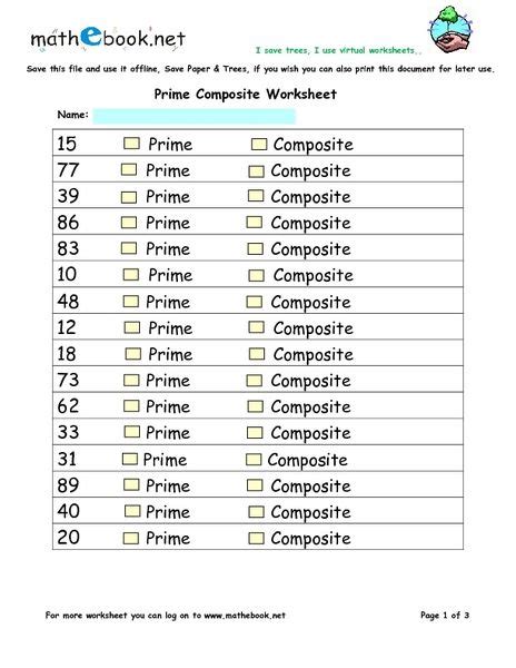 Prime And Composite Numbers Worksheet - Fabad