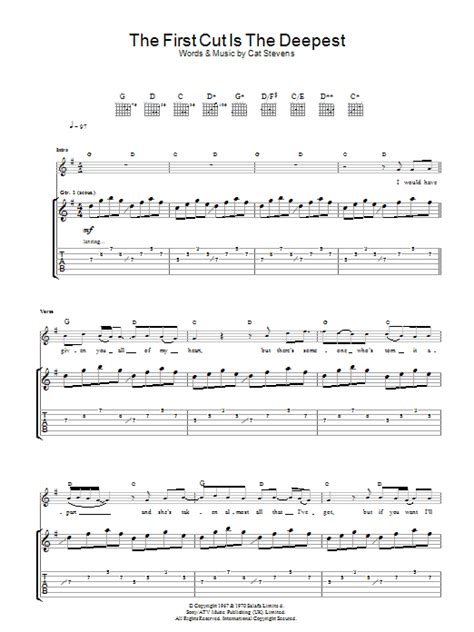 The First Cut Is The Deepest by Cat Stevens - Guitar Tab - Guitar Instructor