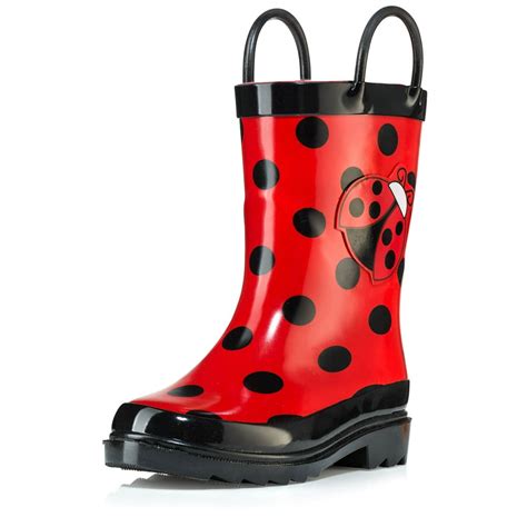 Puddle Play - Little Girls Red Ladybug Rubber Rain Boots - Size 8 Toddler - Walmart.com ...