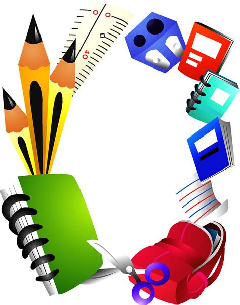 School Supplies Border Clipart Royalty Free Library - School Borders ...