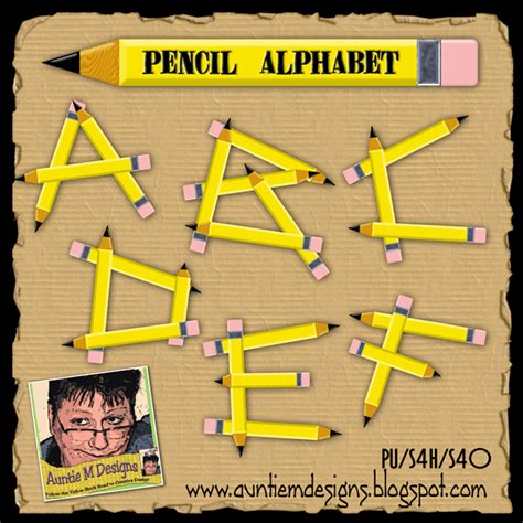 Auntie M Designs: Pencil Word Art Freebie & Pencil Alphabet in Store