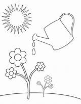 Watering Flowers Coloring Page sketch template
