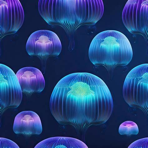 Premium AI Image | Bioluminescent jellyfish in deep sea