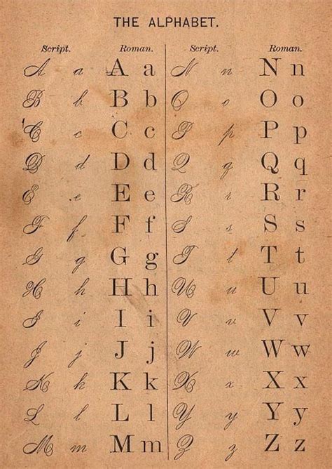 Victorian Era alphabet - script | Lettering, Alphabet charts, Alphabet