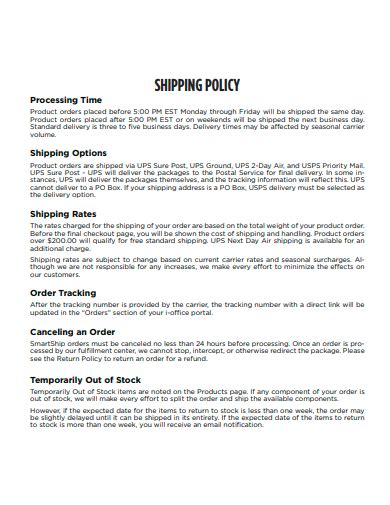 FREE 10+ Shipping Policy Samples in PDF
