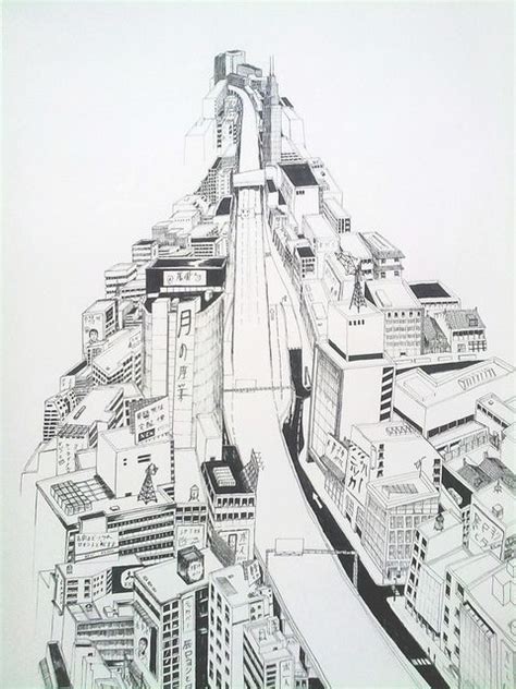 9 best images about Cityscape Drawings on Pinterest | Discover best ideas about Perspective ...