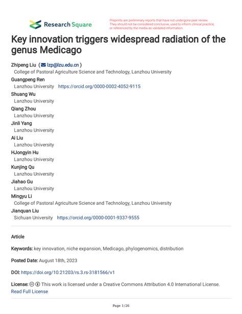 (PDF) Key innovation triggers widespread radiation of the genus Medicago