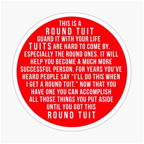 "This is a round tuit " Sticker for Sale by Modestquotes | Redbubble