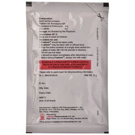 FOSFOCIN SACHET Fosfomycin (3gm) at Rs 350/pack in Nagpur | ID: 26176126673